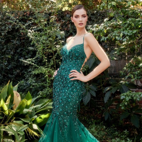 NEW LONG OFF SHOULDER SLEEVELESS MERMAID FLORAL DRESS WITH LACE UP BACK AL A1201
